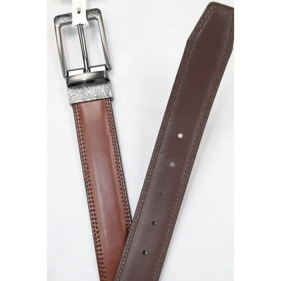 Robert Graham BAROLO REVERSIBLE BELT Tan/Brown Leather Men's Size: 34 $98 - Picture 6 of 6